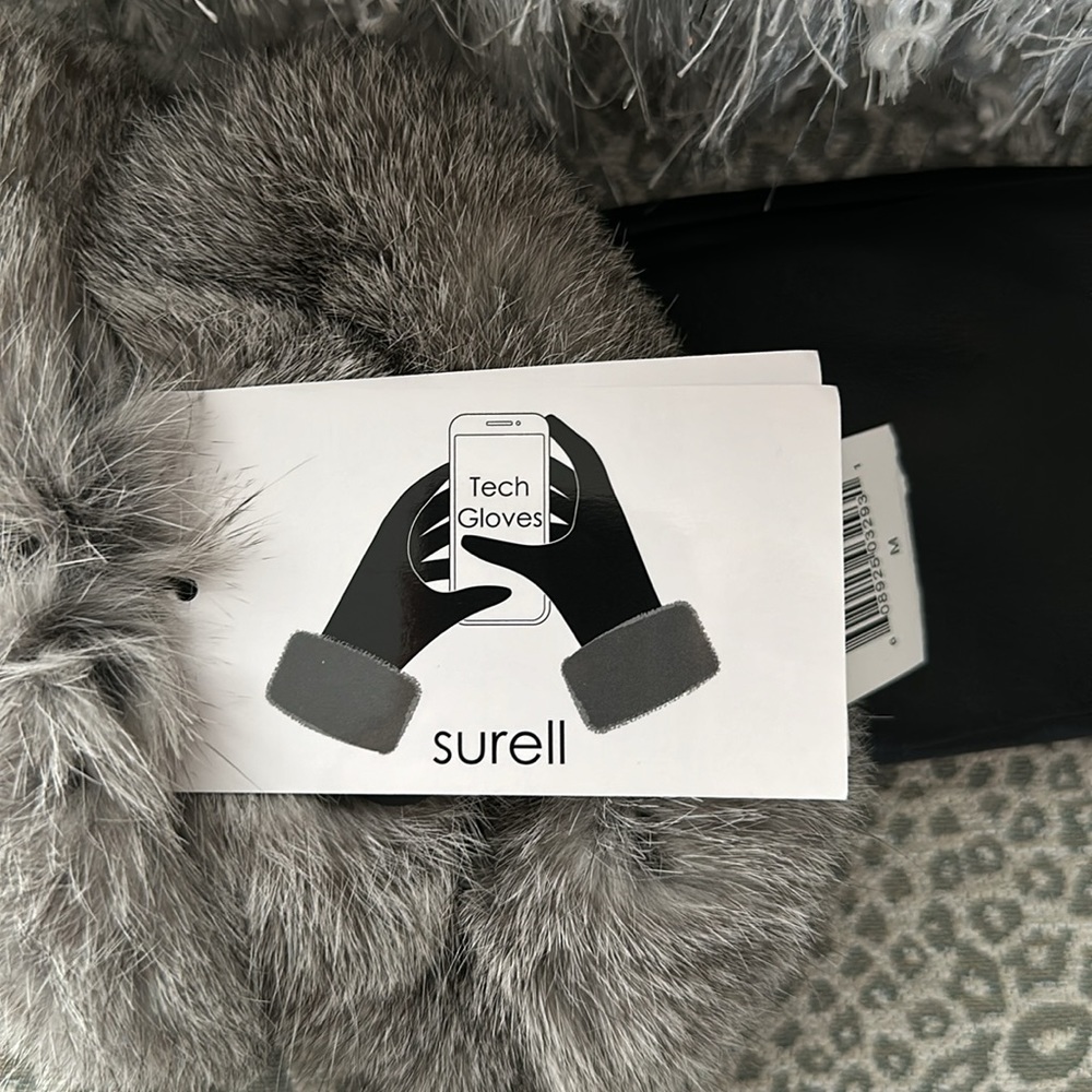 Surell genuine leather with rabbit fur trim gloves size medium - Picture 4 of 6